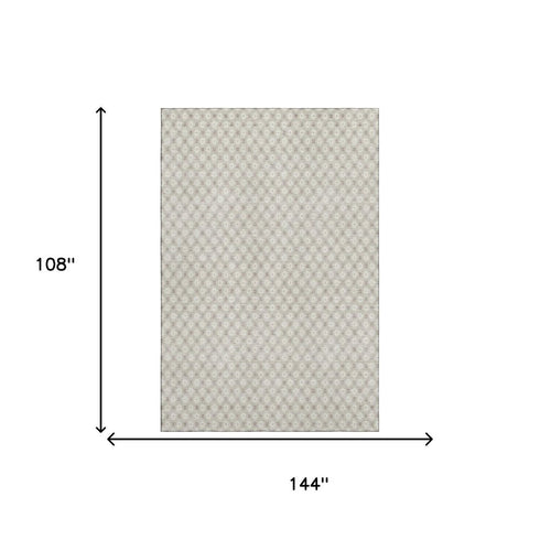 9' X 12' Beige And Ivory Geometric Washable Area Rug With UV Protection