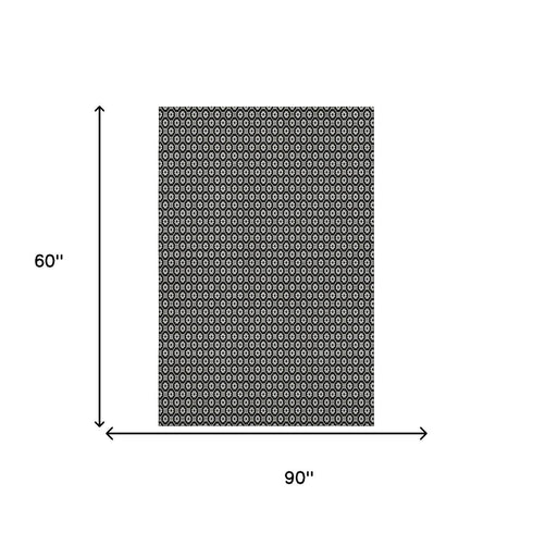 5' X 8' Black Gray And Silver Geometric Washable Area Rug With UV Protection