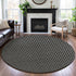 8' X 8' Black Gray And Silver Geometric Washable Round Rug With UV Protection