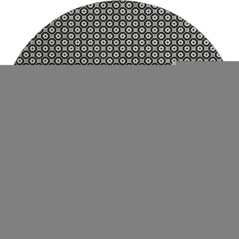 8' X 8' Black Gray And Silver Geometric Washable Round Rug With UV Protection