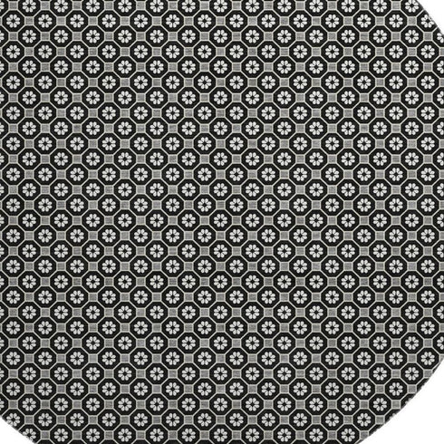 8' X 8' Black Gray And Silver Geometric Washable Round Rug With UV Protection