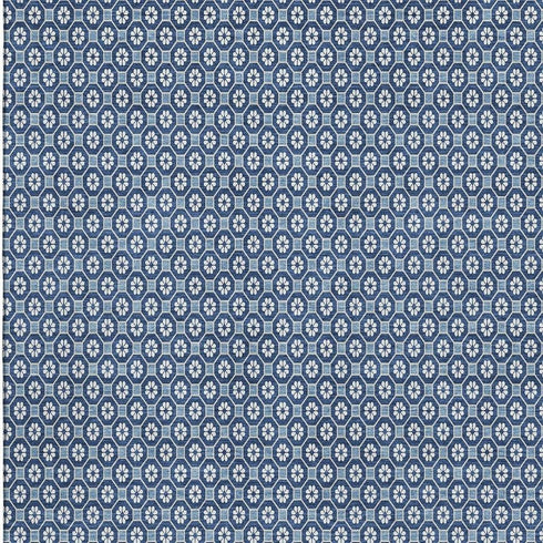 5' X 8' Blue And Ivory Geometric Washable Area Rug With UV Protection
