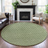 8' X 8' Green Gray And Ivory Geometric Washable Round Rug With UV Protection