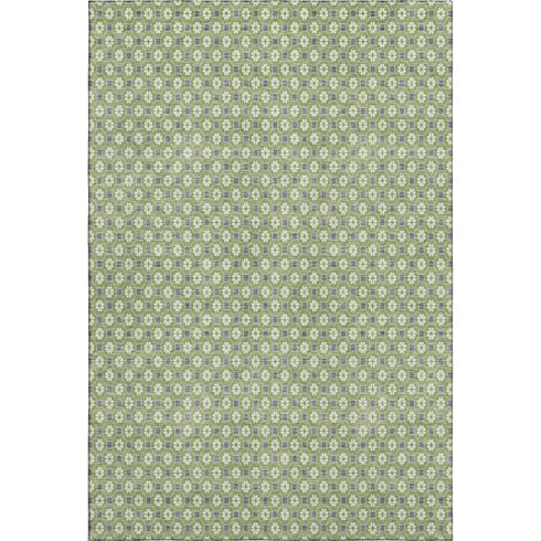 9' X 12' Green Gray And Ivory Geometric Washable Area Rug With UV Protection