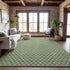 9' X 12' Green Gray And Ivory Geometric Washable Area Rug With UV Protection