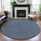 8' X 8' Navy Blue Gray And Silver Geometric Washable Round Rug With UV Protection