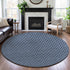 8' X 8' Navy Blue Gray And Silver Geometric Washable Round Rug With UV Protection