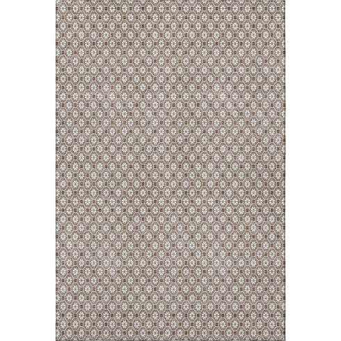 8' Taupe Brown And Ivory Geometric Washable Area Rug With UV Protection