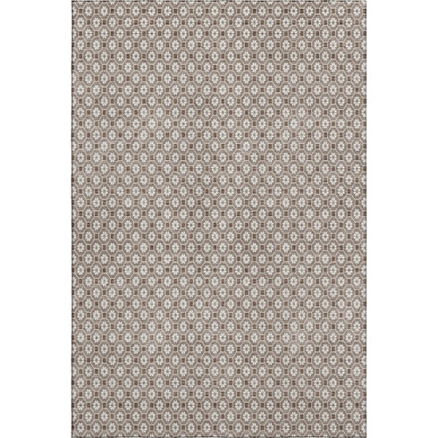 9' X 12' Taupe Brown And Ivory Geometric Washable Area Rug With UV Protection
