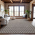 9' X 12' Taupe Brown And Ivory Geometric Washable Area Rug With UV Protection