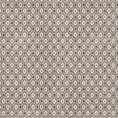 9' X 12' Taupe Brown And Ivory Geometric Washable Area Rug With UV Protection