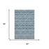5' X 8' Denim Blue Ivory And Teal Geometric Washable Area Rug With UV Protection