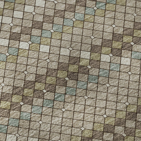 8' Taupe Brown And Ivory Geometric Washable Area Rug With UV Protection