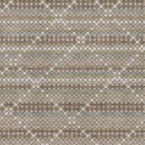 8' Taupe Brown And Ivory Geometric Washable Area Rug With UV Protection