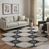 8' X 8' Black Silver And Gray Floral Washable Round Rug With UV Protection