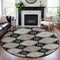 8' X 8' Black Silver And Gray Floral Washable Round Rug With UV Protection