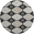 8' X 8' Black Silver And Gray Floral Washable Round Rug With UV Protection