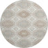 8' X 8' Ivory Brown And Gray Floral Washable Round Rug With UV Protection