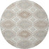 8' X 8' Ivory Brown And Gray Floral Washable Round Rug With UV Protection