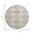 8' X 8' Ivory Brown And Gray Floral Washable Round Rug With UV Protection