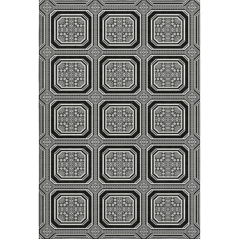 5' X 8' Black Ivory And Gray Geometric Washable Area Rug With UV Protection