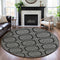 8' X 8' Black Ivory And Gray Geometric Washable Round Rug With UV Protection