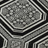 8' X 8' Black Ivory And Gray Geometric Washable Round Rug With UV Protection
