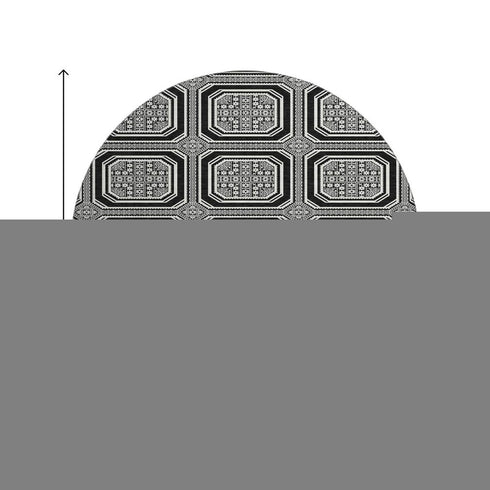 8' X 8' Black Ivory And Gray Geometric Washable Round Rug With UV Protection