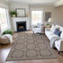 8' Brown Beige And Taupe Geometric Washable Area Rug With UV Protection