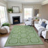 9' X 12' Green And Ivory Geometric Washable Area Rug With UV Protection