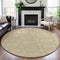 8' X 8' Gold And Ivory Geometric Washable Round Rug With UV Protection