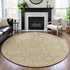 8' X 8' Gold And Ivory Geometric Washable Round Rug With UV Protection
