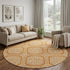 8' X 8' Terra Cotta And Ivory Geometric Washable Round Rug With UV Protection