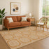 9' X 12' Terra Cotta And Ivory Geometric Washable Area Rug With UV Protection