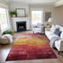 9' X 12' Blush Orange And Pink Striped Washable Area Rug With UV Protection