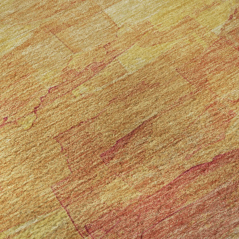 9' X 12' Blush Orange And Pink Striped Washable Area Rug With UV Protection