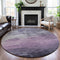8' X 8' Lavender And Lilac Striped Washable Round Rug With UV Protection