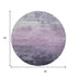 8' X 8' Lavender And Lilac Striped Washable Round Rug With UV Protection