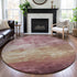 8' X 8' Mauve Beige And Pink Striped Washable Round Rug With UV Protection