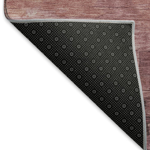 8' X 8' Mauve Beige And Pink Striped Washable Round Rug With UV Protection