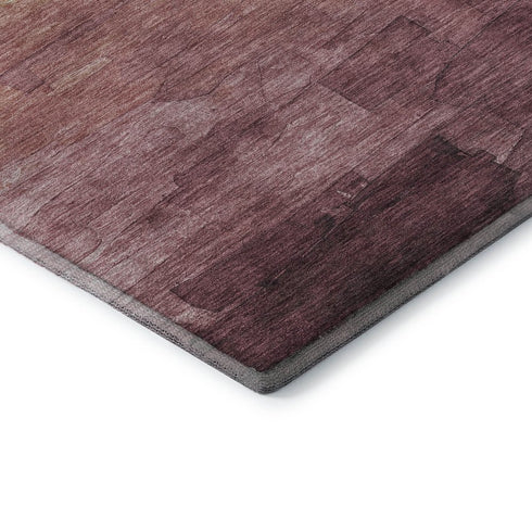 8' X 8' Mauve Beige And Pink Striped Washable Round Rug With UV Protection