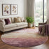 8' X 8' Mauve Beige And Pink Striped Washable Round Rug With UV Protection