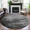 8' X 8' Gray Silver And Charcoal Abstract Washable Round Rug With UV Protection