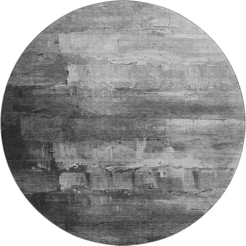 8' X 8' Gray Silver And Charcoal Abstract Washable Round Rug With UV Protection