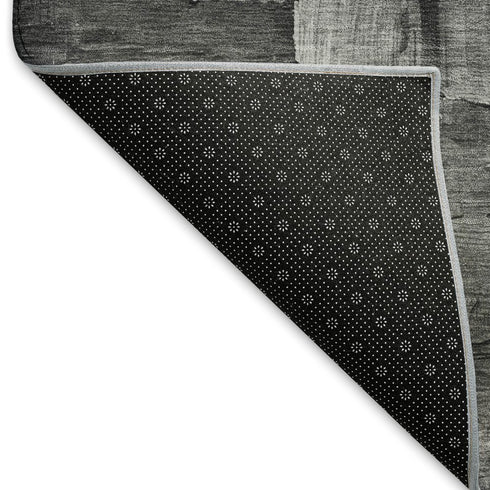 8' X 8' Gray Silver And Charcoal Abstract Washable Round Rug With UV Protection
