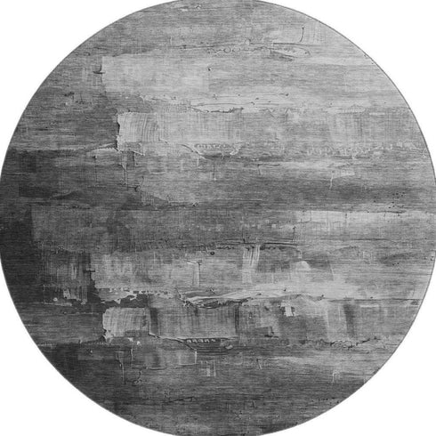 8' X 8' Gray Silver And Charcoal Abstract Washable Round Rug With UV Protection