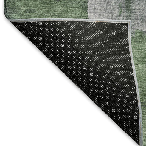 5' X 8' Lavender And Green Abstract Washable Area Rug With UV Protection