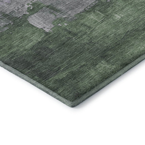 5' X 8' Lavender And Green Abstract Washable Area Rug With UV Protection