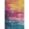 5' X 8' Merlot Gold Blue And Purple Abstract Washable Area Rug With UV Protection