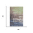 5' X 8' Coffee Green And Blue Abstract Washable Area Rug With UV Protection